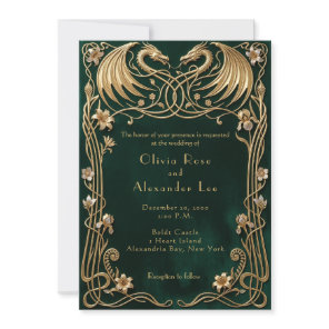 Nordic Celtic Dragon Themed Wedding Invitation