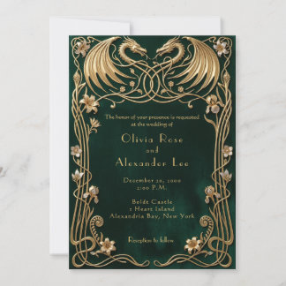 Nordic Celtic Dragon Themed Wedding Invitation