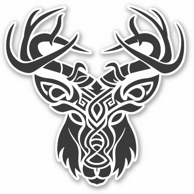 Nordic Celtic Knotwork Stag Deer Sticker (Front)