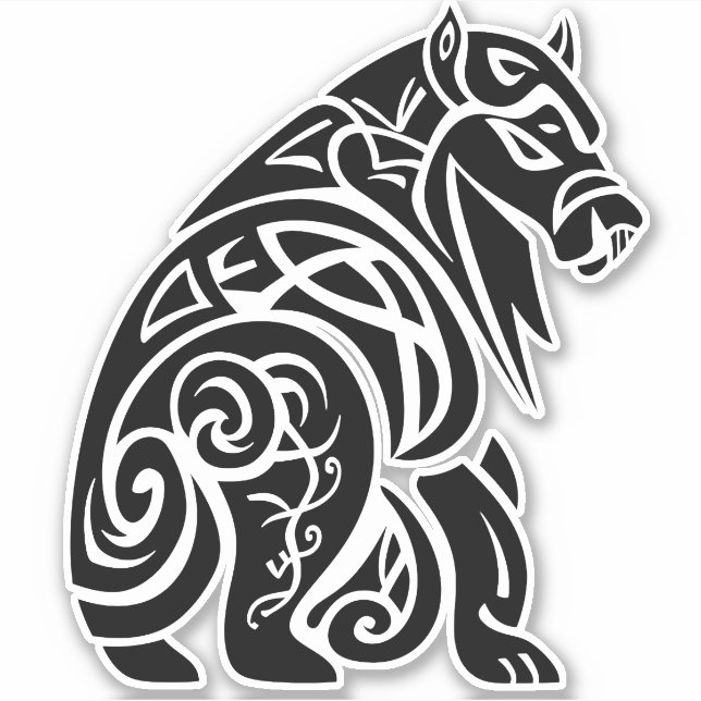 Nordic Celtic Knotwork Wild Boar Sticker (Front)