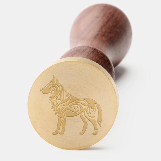 Nordic Celtic Knotwork Wolf Wax Seal Stamp (Front)