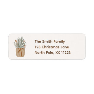 Nordic Christmas basket of greens return address Label