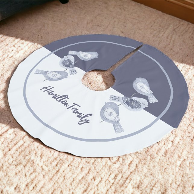 Nordic Christmas Blue Birds Personalized Brushed Polyester Tree Skirt (Nordic Christmas Blue Birds Personalized Brushed Polyester Tree Skirt from Ricaso)