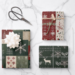Nordic Christmas Collage Wrapping Paper Sheets