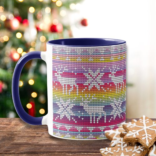 Nordic Christmas Colorful Winter Knitted Pattern Mug