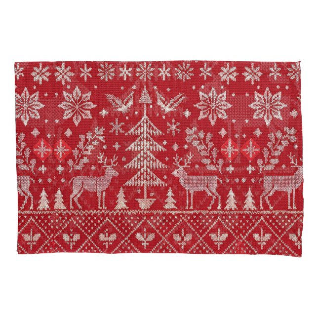Nordic Christmas Embroidered  Pillow Case (Front)