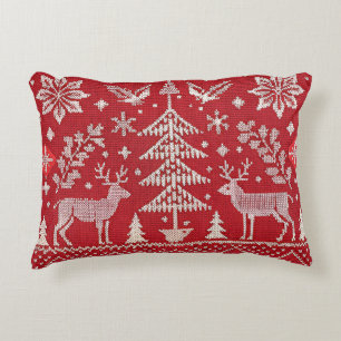 Nordic Christmas Embroidered Throw Pillow Cover