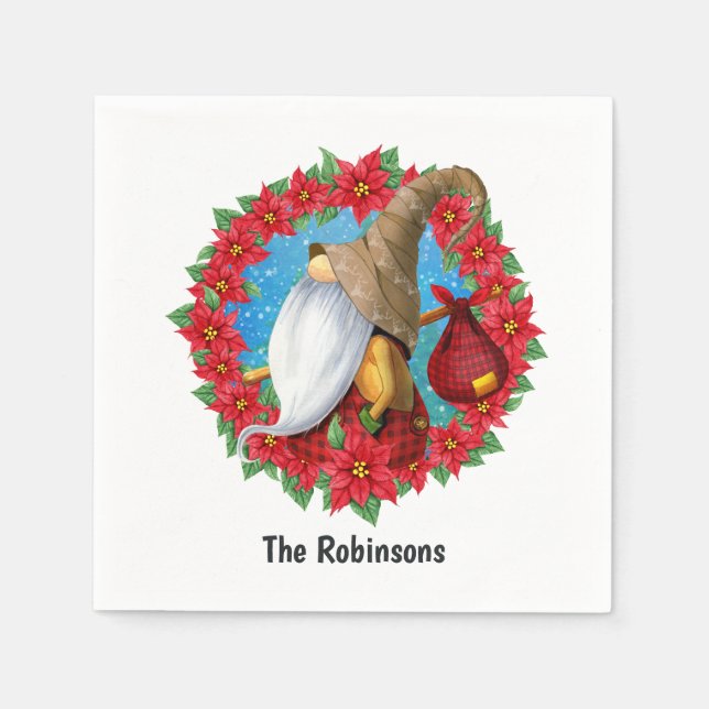 Nordic Christmas Gnome Napkins (Front)