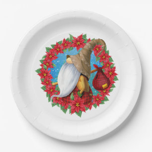 Nordic Christmas Gnome Paper Plates