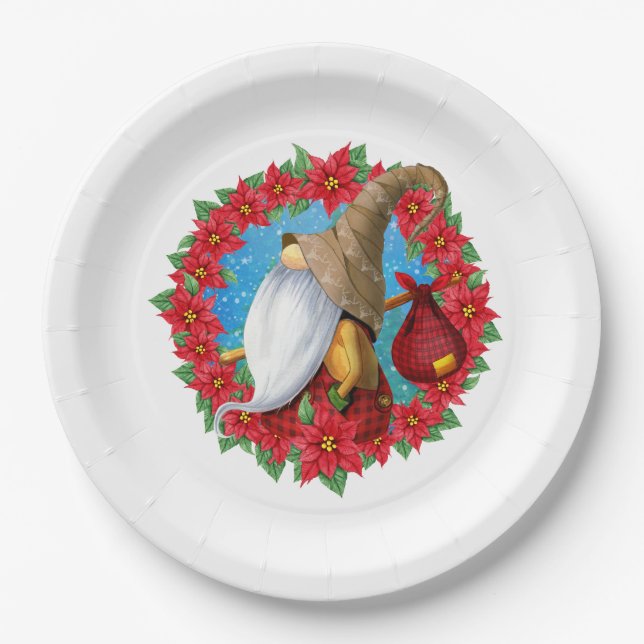 Nordic Christmas Gnome Paper Plates (Front)