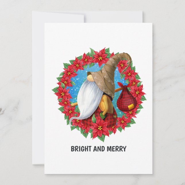 Nordic Christmas Gnome Photo Collage Holiday Card (Front)