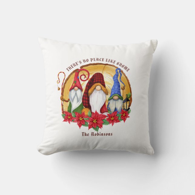 Nordic Christmas Gnome Throw Pillow (Front)