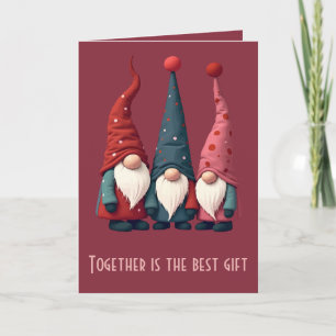 Nordic Christmas Gnomes Retro Modern Kitschmas Cut Card