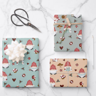 Nordic Christmas Gnomies Wrapping Paper Sheets