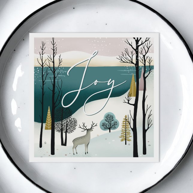 Nordic Christmas | Joy Woodland Winter Holiday Napkins (Creator Uploaded)