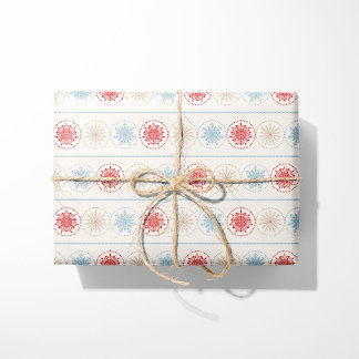 Nordic Christmas Multi-Colored Snowflakes Wrapping Paper
