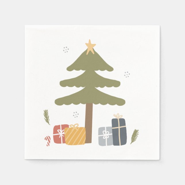Nordic Christmas Party Scandi Christmas Tree Napkins (Front)