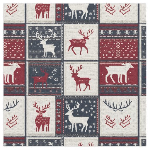 Nordic Christmas Patchwork | Knitted Reindeer Fabric