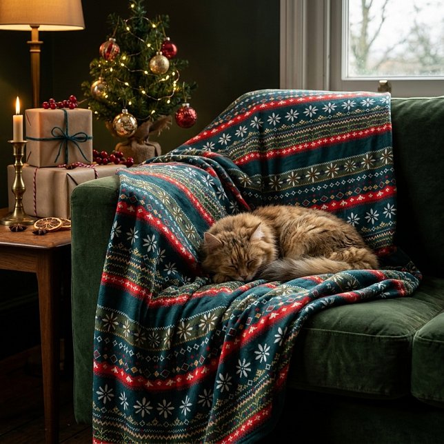 Nordic christmas pattern fleece blanket (Creator Uploaded)