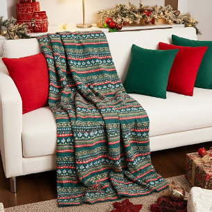 Nordic christmas pattern fleece blanket