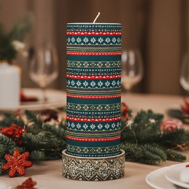 Nordic christmas pattern pillar candle (Creator Uploaded)
