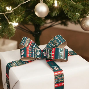 Nordic christmas pattern satin ribbon