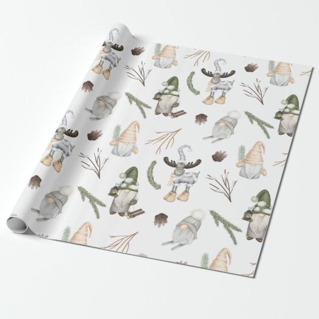 Nordic Christmas Pattern Wrapping Paper (Unrolled)