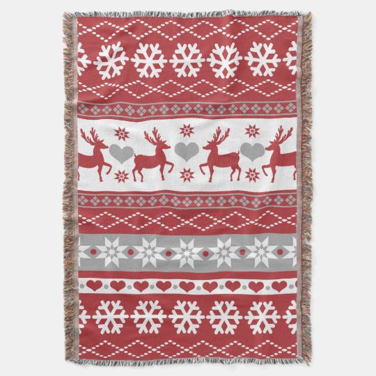 Nordic Christmas Reindeer Love Throw Blanket