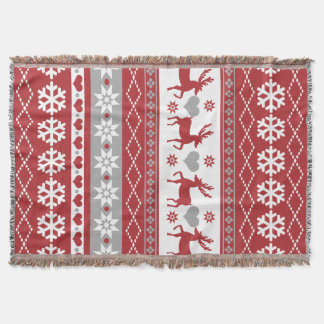 Nordic Christmas Reindeer Love Throw Blanket
