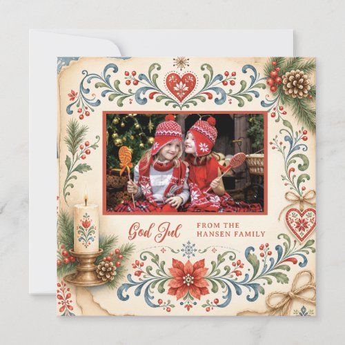 Nordic Christmas Rosemaling Newsletter Photo Holiday Card
