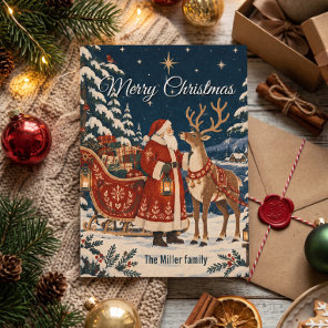 Nordic Christmas Santa Reindeer Family Card