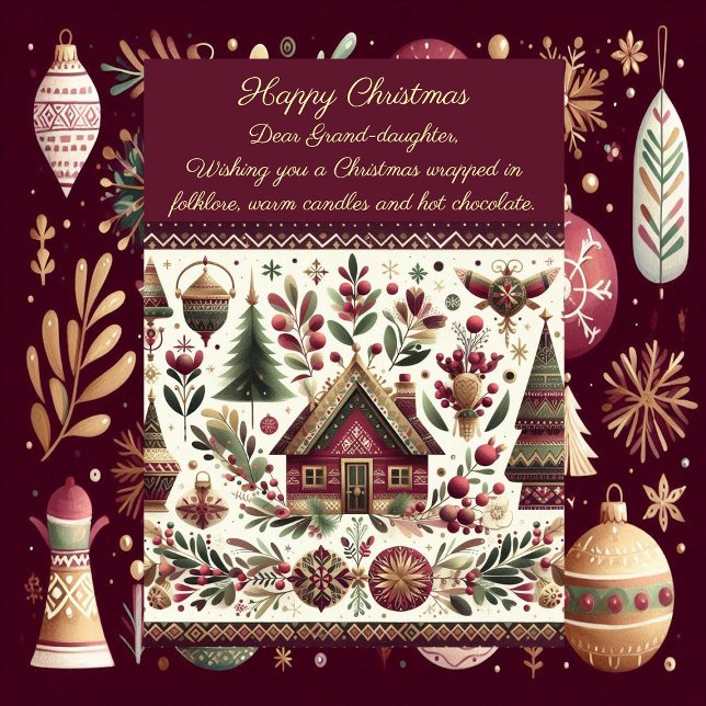Nordic Christmas Scandinavia Village GrandDaughter Holiday Card (Nordic Christmas Scandinavia Village GrandDaughter Holiday Card)