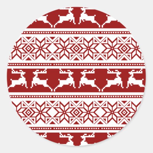 Nordic Christmas Scandinavian Reindeer Classic Round Sticker