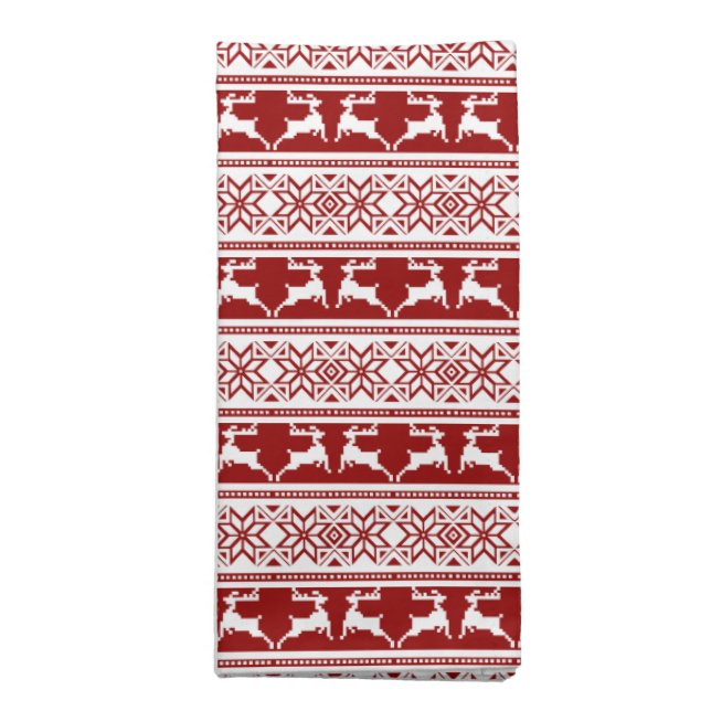 Nordic Christmas Scandinavian Reindeer Cloth Napkin (Folded)