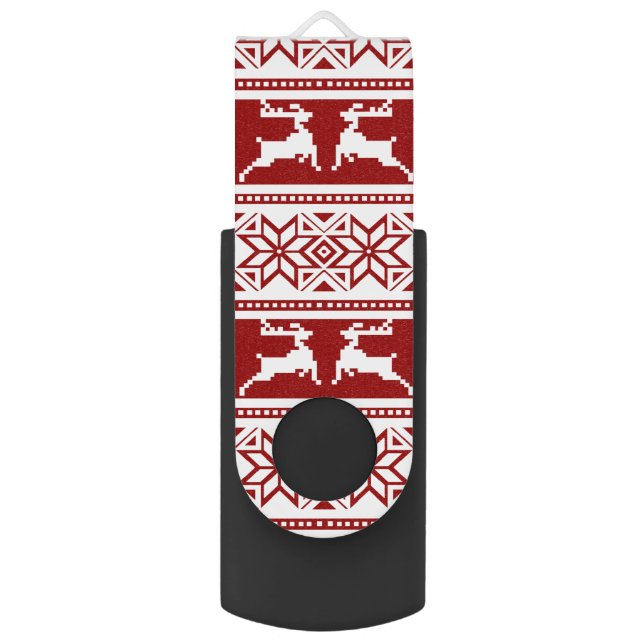 Nordic Christmas Scandinavian Reindeer Flash Drive (Front Vertical)