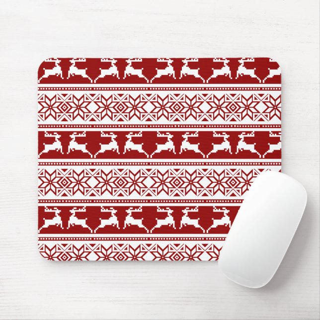 Nordic Christmas Scandinavian Reindeer Mouse Pad (With Mouse)
