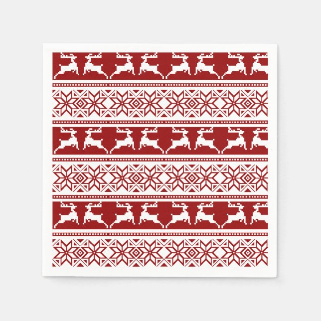 Nordic Christmas Scandinavian Reindeer Napkins (Front)