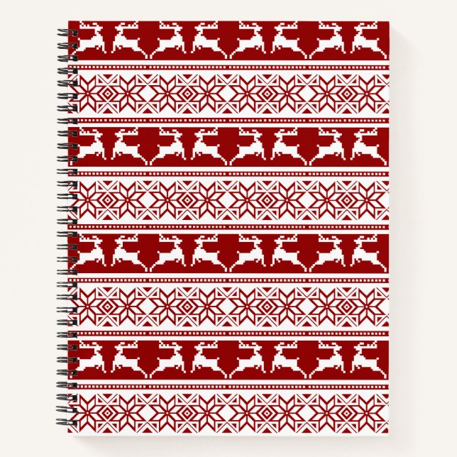 Nordic Christmas Scandinavian Reindeer Notebook (Front)