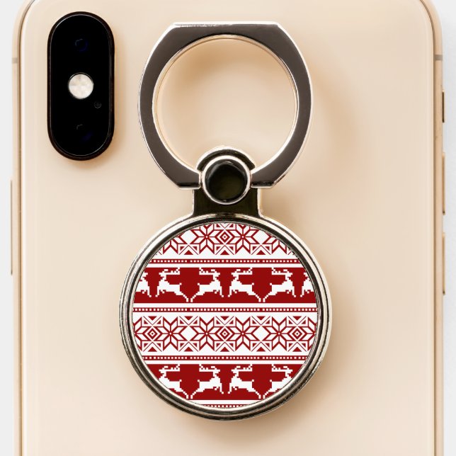 Nordic Christmas Scandinavian Reindeer Phone Ring Stand (Close Up)