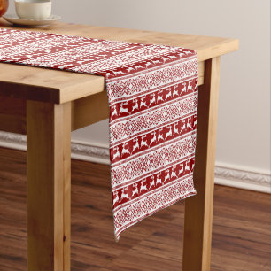 Nordic Christmas Scandinavian Reindeer Short Table Runner