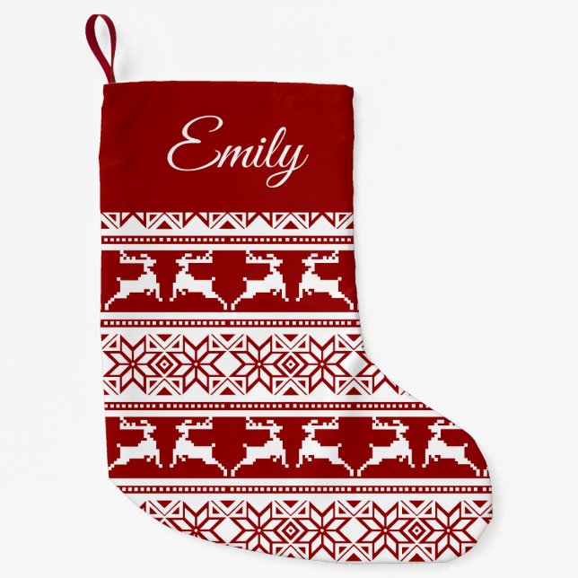 Nordic Christmas Scandinavian Reindeer Small Christmas Stocking (Front)
