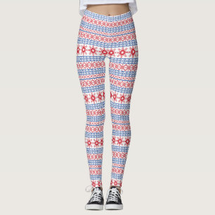 Nordic Christmas Snowflake Borders Leggings