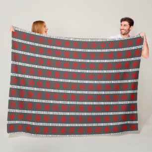 Nordic Christmas snowflake pattern gray red white Fleece Blanket