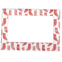 Nordic Christmas Stockings Red and White Pattern Magnetic Frame