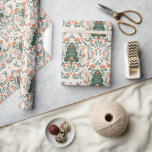Nordic Christmas tree party wrap Wrapping Paper<br><div class="desc">Nordic christmas tree with Scandinavian ornaments and red flowers wrapping paper</div>
