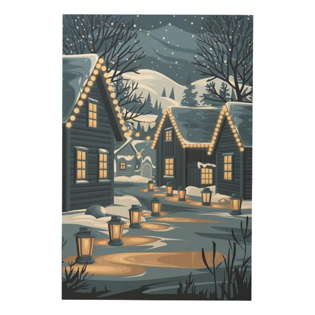 Nordic Christmas Village Art Scandinavian Winter  (Front)