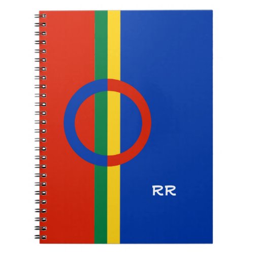 Nordic Circle Red Blue On Color Stripe Notebook