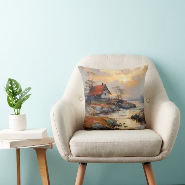 Nordic Coast Impressionism Throw Pillow (Chair)