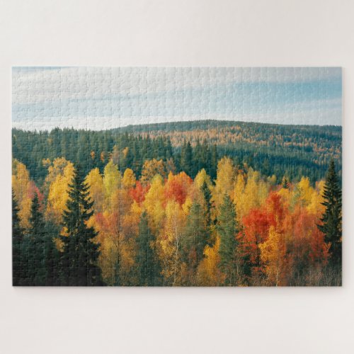 Nordic Colorful Autumn Ruska Season Jigsaw Puzzle