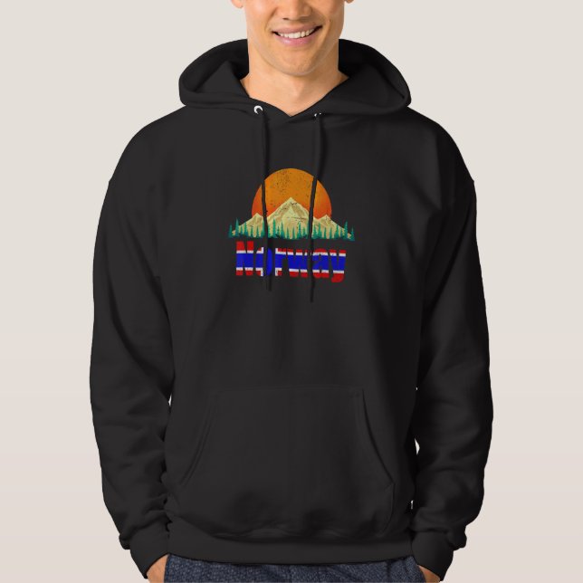 Nordic Country Norwegian Flag Mountains Sunset Nor Hoodie (Front)